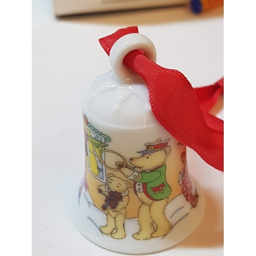 159 - Christmas Ceramic Ornaments; 2x Angels (Approx. H: 13cm Each) and Hutschenreuther Mini Christmas Bel... 