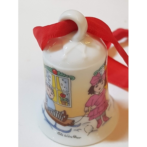 159 - Christmas Ceramic Ornaments; 2x Angels (Approx. H: 13cm Each) and Hutschenreuther Mini Christmas Bel... 