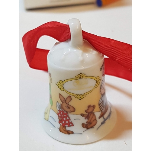 159 - Christmas Ceramic Ornaments; 2x Angels (Approx. H: 13cm Each) and Hutschenreuther Mini Christmas Bel... 