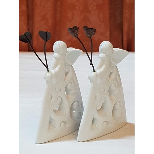159 - Christmas Ceramic Ornaments; 2x Angels (Approx. H: 13cm Each) and Hutschenreuther Mini Christmas Bel... 