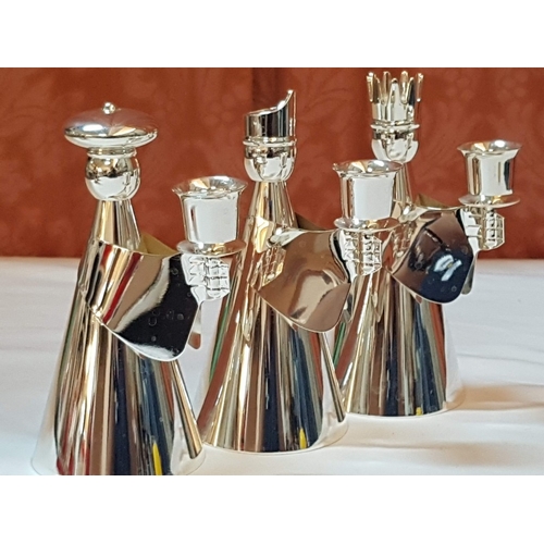 56 - Christmas Three Kings, White Metal Candle Holders (Approx. H: 16.5cm Each).  (3)