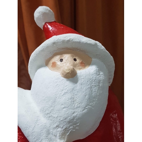 57 - Paper Mache Christmas Figurines; Santa with Gift Bag (Approx. H: 39.5cm) and 2x Angels (Approx. H: 4... 