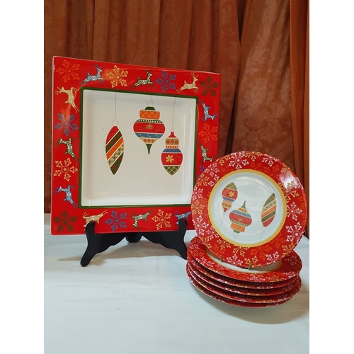 58 - 'Marry Winter' Pratos de Casa Portuguese Serving Dishes; Large Square Dish (Approx. 38cm x 38cm) and... 