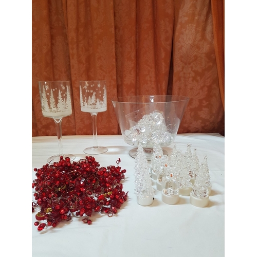 59 - Large Collection of Xmas Table Decor: Napkin Holders 16x, Glass Candle Holders 2x, Sweet Pedestal Bo... 