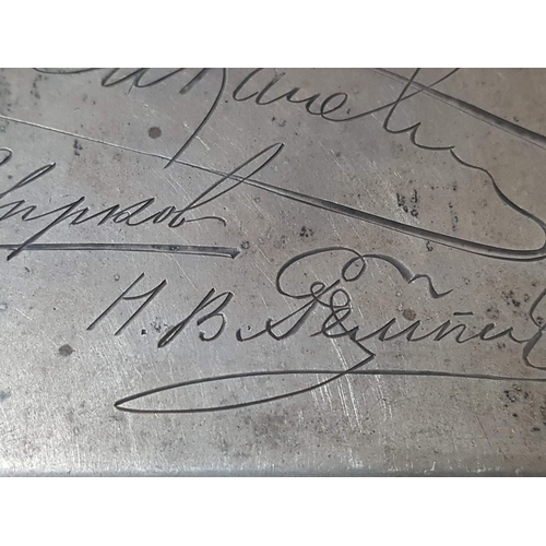 64 - Antique Russian Silver (Circa 1920) Writing Pad Holder with Several Engraved Signatures and a Monogr... 