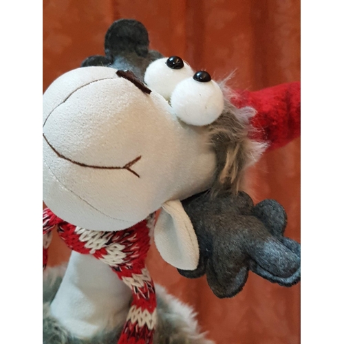 71 - Shaking Christmas Moose with Red Scarf (Approx. H: 41cm)