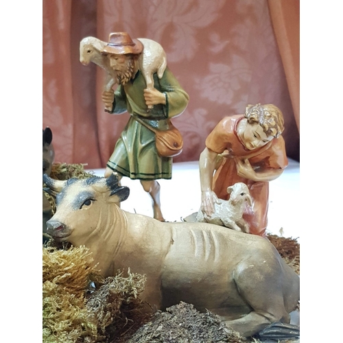 72 - Christmas Nostalgia- Beautiful Nativity Scene with Wooden Figurines in Retro Style.