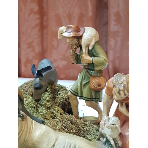 72 - Christmas Nostalgia- Beautiful Nativity Scene with Wooden Figurines in Retro Style.