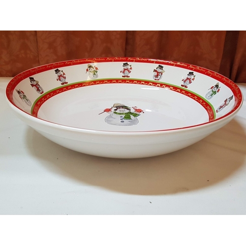 73 - 'Santa Claus' Xmas Dinner Service, Pratos de Casa Portuguese Ceramic; 2x Large Square Serving Dishes... 
