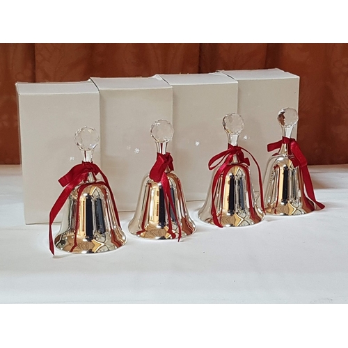 87 - Christmas Ornaments in Silver Tone; 3x Angels (Approx. H:17cm/ H: 13cm/ H: 11cm) and 4x Bells with C... 