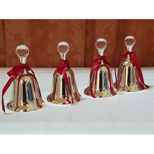 87 - Christmas Ornaments in Silver Tone; 3x Angels (Approx. H:17cm/ H: 13cm/ H: 11cm) and 4x Bells with C... 