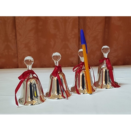 87 - Christmas Ornaments in Silver Tone; 3x Angels (Approx. H:17cm/ H: 13cm/ H: 11cm) and 4x Bells with C... 