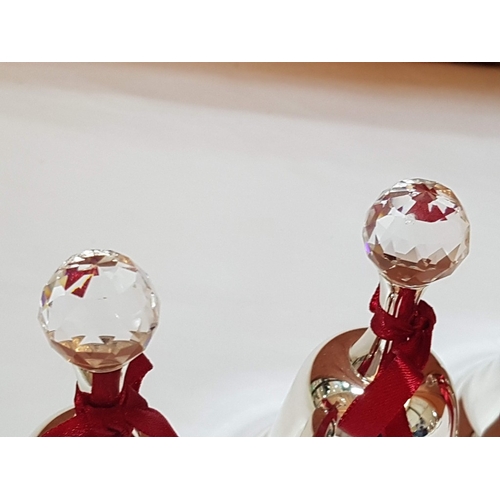 87 - Christmas Ornaments in Silver Tone; 3x Angels (Approx. H:17cm/ H: 13cm/ H: 11cm) and 4x Bells with C... 