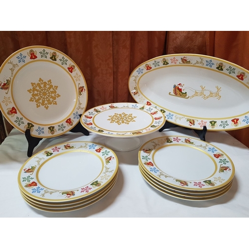 88 - 'Merry Winter' Pratos da Casa Portuguese Ceramic Christmas Tableware;  Pedestal Plater/Cake Stand (A... 