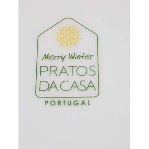 88 - 'Merry Winter' Pratos da Casa Portuguese Ceramic Christmas Tableware;  Pedestal Plater/Cake Stand (A... 