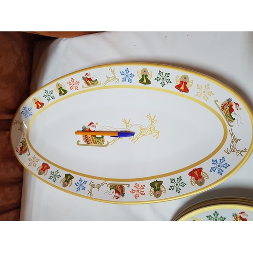 88 - 'Merry Winter' Pratos da Casa Portuguese Ceramic Christmas Tableware;  Pedestal Plater/Cake Stand (A... 