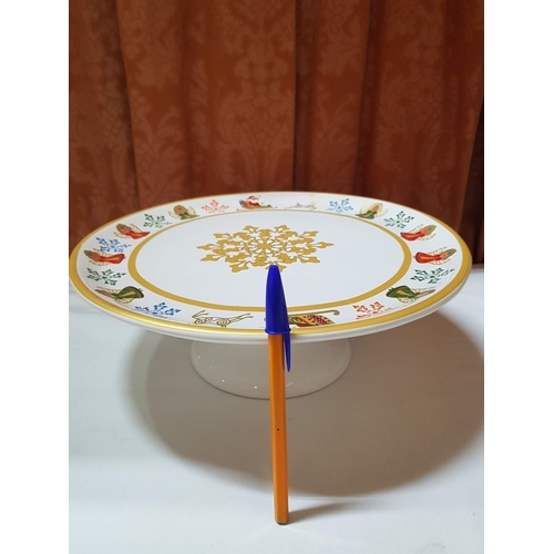 88 - 'Merry Winter' Pratos da Casa Portuguese Ceramic Christmas Tableware;  Pedestal Plater/Cake Stand (A... 