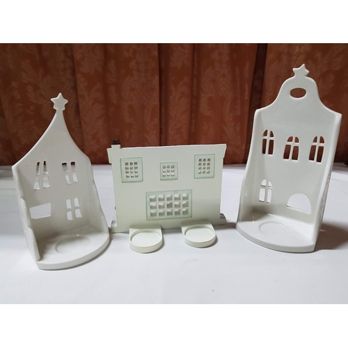 105 - Xmas Village- Porcelain Candle Holder for Tealight(Approx. H: 14.5cm- 23cm), See Multiple Photos. (3... 