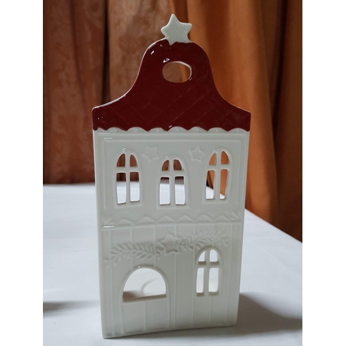 105 - Xmas Village- Porcelain Candle Holder for Tealight(Approx. H: 14.5cm- 23cm), See Multiple Photos. (3... 