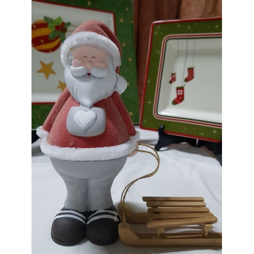 135 - Xmas Collection; 2x Large Christmas Design Serving Dishes, Square (Approx. 28.5cm x 28.5cm) and Rect... 