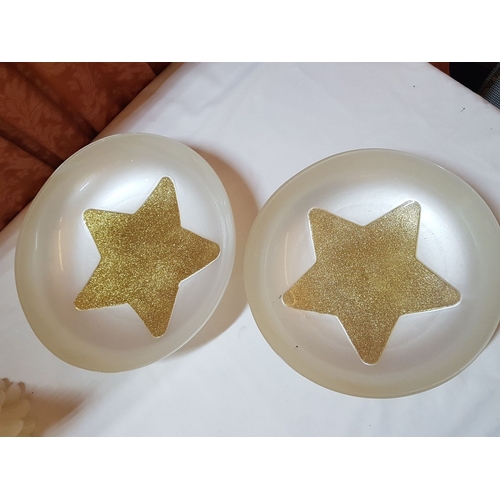 86 - White and Gold Festive Nostalgia, Collection of Stylish Christmas Decor; 2x 'Star' Bowls (Approx. Ø:... 