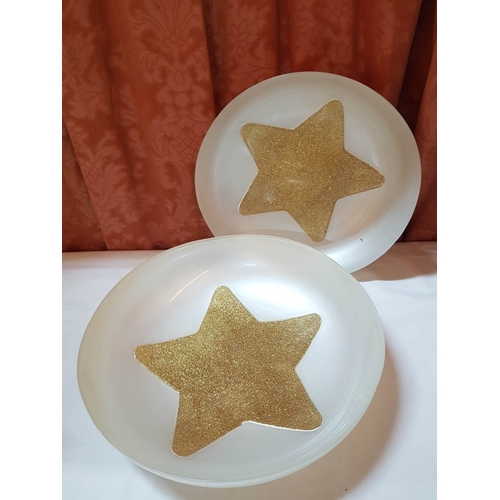 86 - White and Gold Festive Nostalgia, Collection of Stylish Christmas Decor; 2x 'Star' Bowls (Approx. Ø:... 
