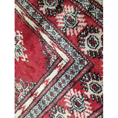 95 - Hand Woven Persian Afghan Carpet in Traditional Red Tone Geometric Pattern with Wide Decorative Bord... 