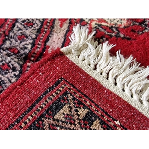 95 - Hand Woven Persian Afghan Carpet in Traditional Red Tone Geometric Pattern with Wide Decorative Bord... 