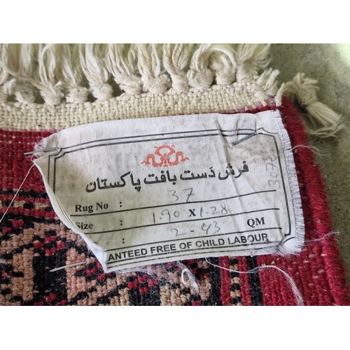 95 - Hand Woven Persian Afghan Carpet in Traditional Red Tone Geometric Pattern with Wide Decorative Bord... 