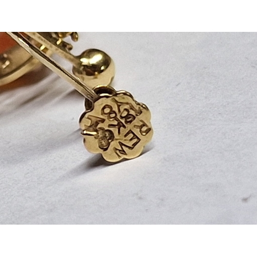 97 - Charming Pair of 18ct Gold Cameo Earrings (Approx. H: 18mm, 3.2g Total Weight)