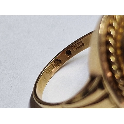 98 - Charming 18ct Gold Cameo Ring, (Approx. Size: O/P, H: 20mm, 5.5g)