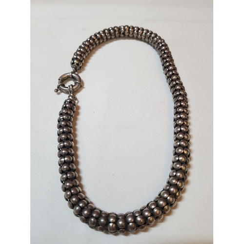 129 - Vintage Rare Silver 925 Early 20th Century Traditional Rajasthan Indian Silver Choker Necklace (Appr... 