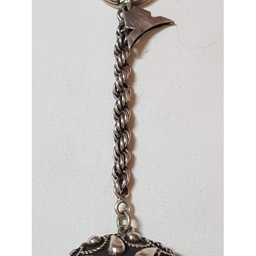 129A - Rare Handcraft Silver (925), Oriental Design, Keyring (                                             ... 