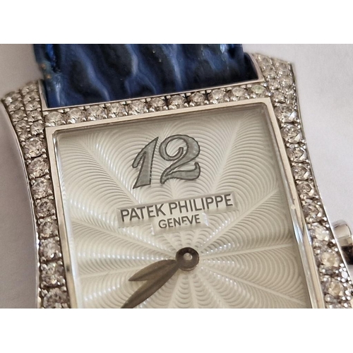 70C - Patek Philippe Gondolo 18ct White Gold Watch #4972, with Mother of Pearl Face and Diamond Encrusted ... 