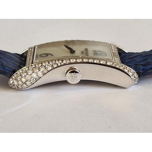 70C - Patek Philippe Gondolo 18ct White Gold Watch #4972, with Mother of Pearl Face and Diamond Encrusted ... 