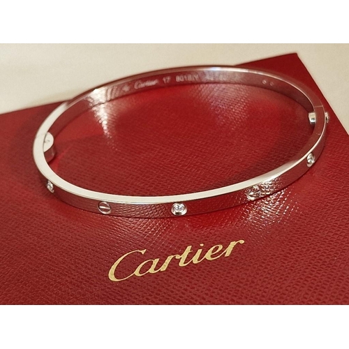 70 - Cartier Love Bracelet; 18ct White Gold with 6 x Diamonds, Size: 17, with Matching White Gold Screwdr... 