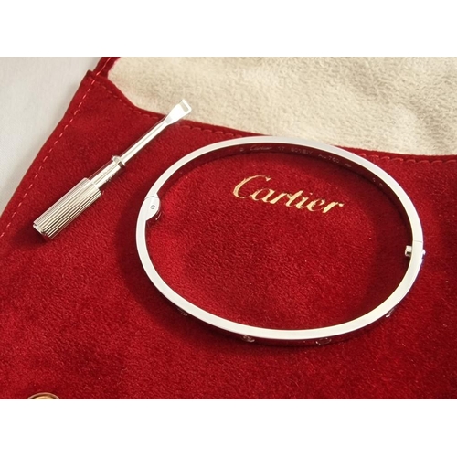 70 - Cartier Love Bracelet; 18ct White Gold with 6 x Diamonds, Size: 17, with Matching White Gold Screwdr... 