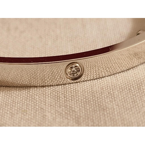 70 - Cartier Love Bracelet; 18ct White Gold with 6 x Diamonds, Size: 17, with Matching White Gold Screwdr... 