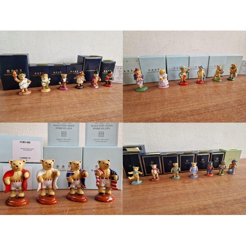 70B - Collection of 23 x Halcyon Days Annual 'Teddy of the Year' Hand Painted Porcelain Figurines; Consecu... 