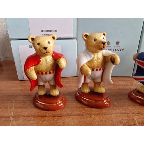 70B - Collection of 23 x Halcyon Days Annual 'Teddy of the Year' Hand Painted Porcelain Figurines; Consecu... 