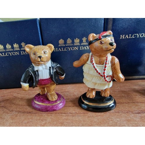 70B - Collection of 23 x Halcyon Days Annual 'Teddy of the Year' Hand Painted Porcelain Figurines; Consecu... 