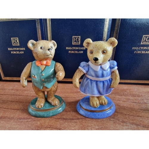 70B - Collection of 23 x Halcyon Days Annual 'Teddy of the Year' Hand Painted Porcelain Figurines; Consecu... 