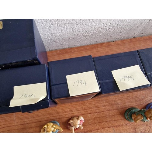 70B - Collection of 23 x Halcyon Days Annual 'Teddy of the Year' Hand Painted Porcelain Figurines; Consecu... 