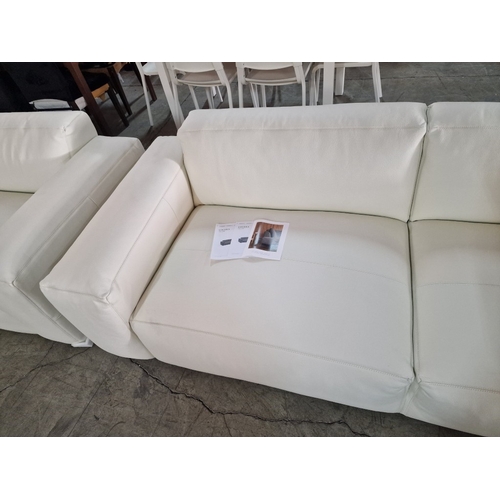 100B - 2 x Flexlux 'Lucera' White Leather 3-Seater Sofas; Modern Design & Super Comfortable High-Quality Se... 