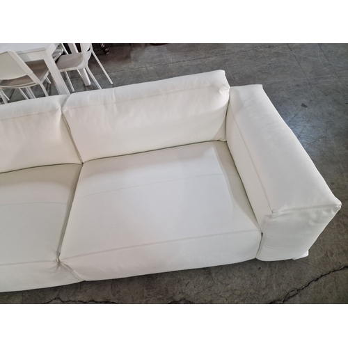100B - 2 x Flexlux 'Lucera' White Leather 3-Seater Sofas; Modern Design & Super Comfortable High-Quality Se... 