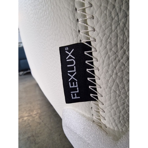 100B - 2 x Flexlux 'Lucera' White Leather 3-Seater Sofas; Modern Design & Super Comfortable High-Quality Se... 