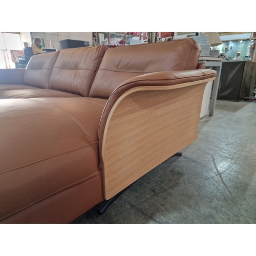 100C - Flexflux 'Glow' L-Shaped Corner Sofa / Chaise Sofa in Old Chestnut Brown Colour Genuine Leather Over... 