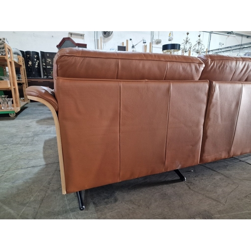 100C - Flexflux 'Glow' L-Shaped Corner Sofa / Chaise Sofa in Old Chestnut Brown Colour Genuine Leather Over... 