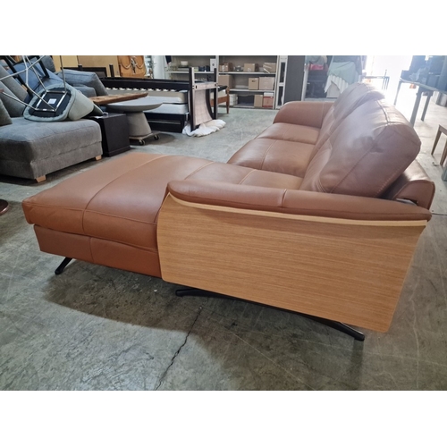 100C - Flexflux 'Glow' L-Shaped Corner Sofa / Chaise Sofa in Old Chestnut Brown Colour Genuine Leather Over... 