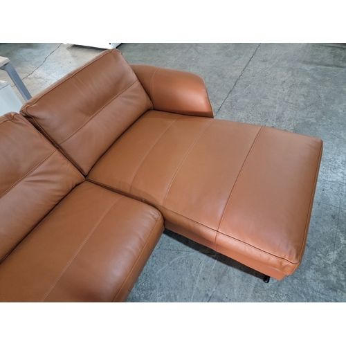 100C - Flexflux 'Glow' L-Shaped Corner Sofa / Chaise Sofa in Old Chestnut Brown Colour Genuine Leather Over... 